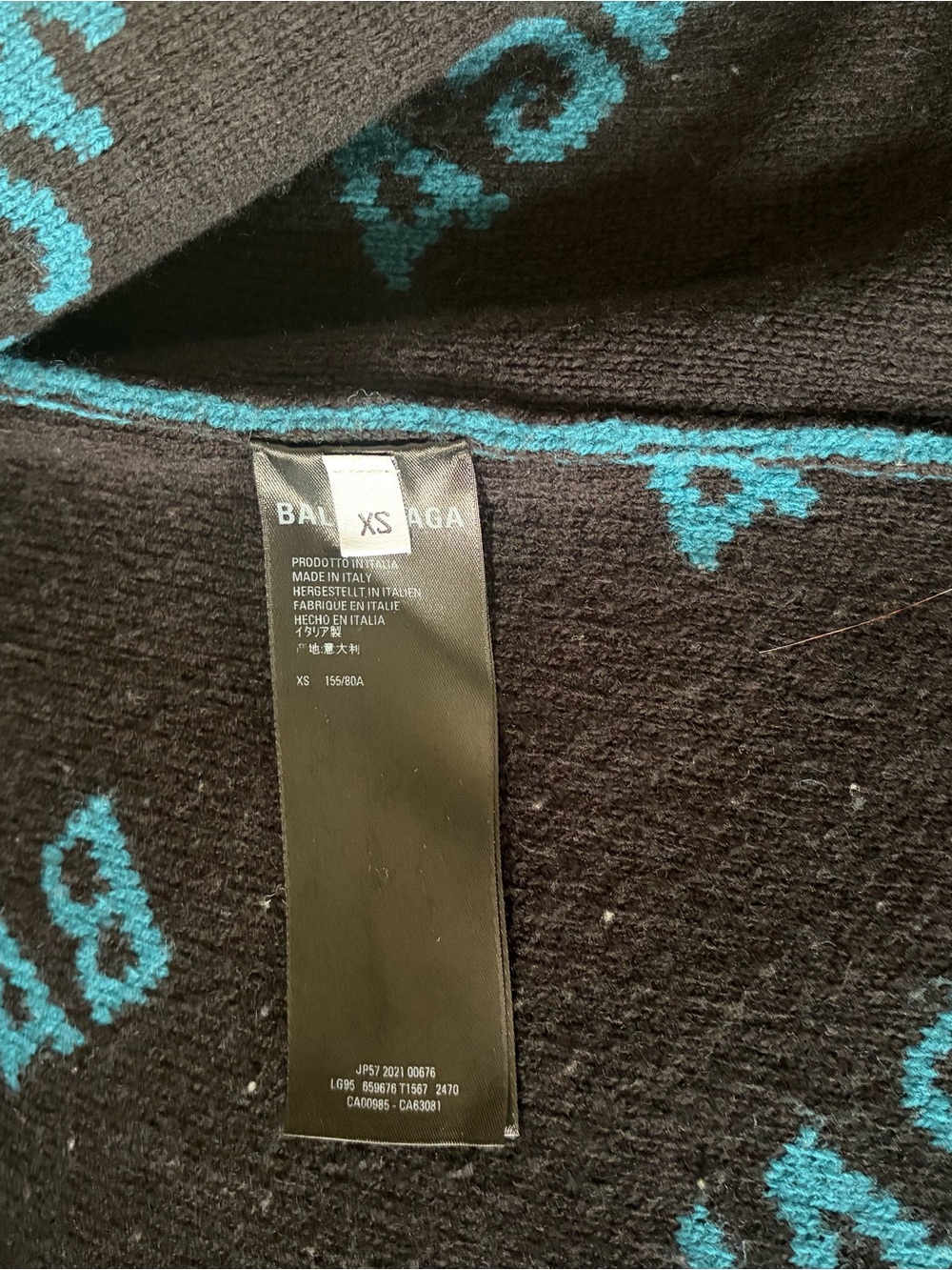 Balenciaga Teal and Black Logo Cardigan - Picture 7 of 7